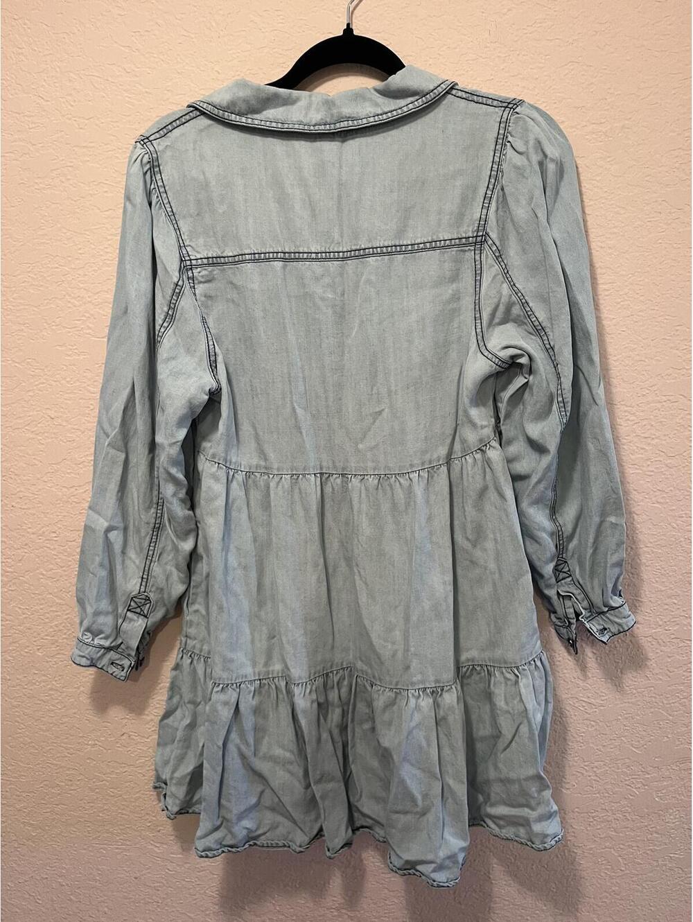 SERRA Light Blue Tiered Button-Front Denim Shirt Dress Size S - Picture 2 of 5